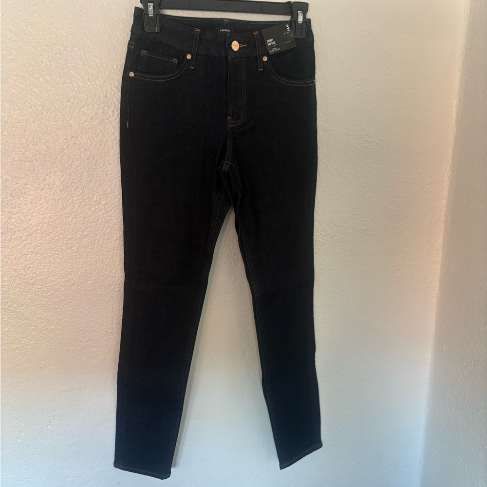 NWT Express Skinny Mid Rise Ultra Hyper Stretch Flexx Dark Wash Jeans SZ 0 2 4